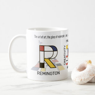 Caneca De Café Neoplasticismo Arte Monograma Estimulado. Letra R