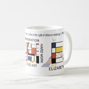 Caneca De Café Neoplasticismo Na moda de Arte Monograma. Letra E