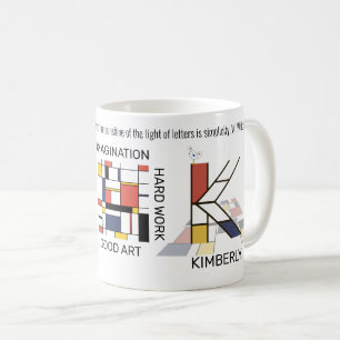 Caneca De Café Neoplasticismo Na moda de Arte Monograma. Letra K