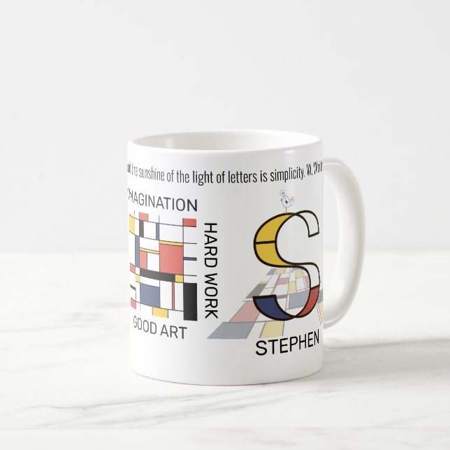 Caneca De Café Neoplasticismo Na moda de Arte Monograma. Letra S (Frente Esquerda)