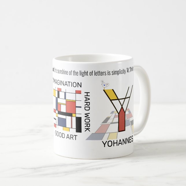 Caneca De Café Neoplasticismo Na moda de Arte Monograma. Letra Y (Frente Esquerda)