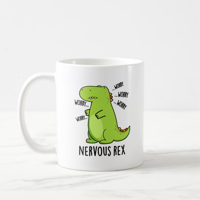 Caneca De Café Nervoso Rex Funny Dinossaur TRex Pun (Esquerda)