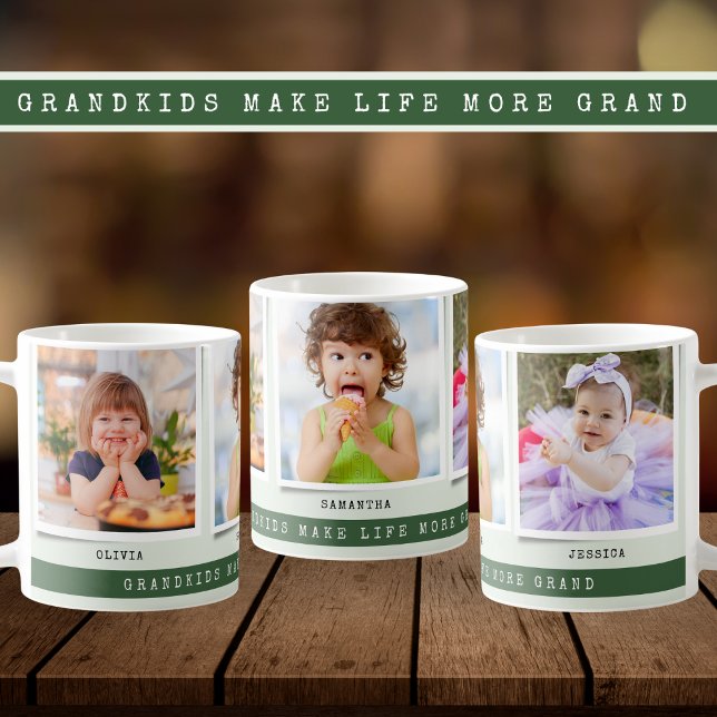 Caneca De Café Netos tornam a vida grande 3 foto colagem verde (Criador carregado)