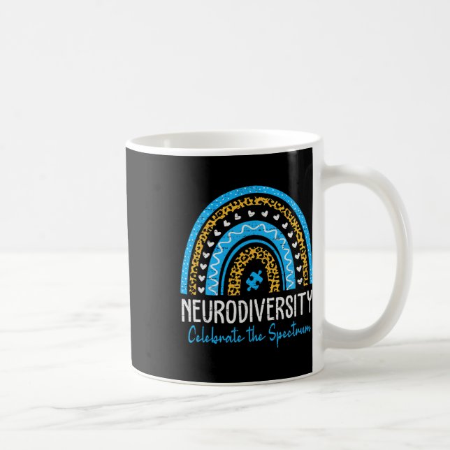 Caneca De Café Neurodiversidade Autismo Espectro Asd Adhd Rainbow (Direita)