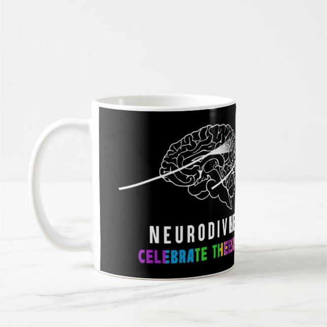 Caneca De Café Neurodiversidade, Celebre O Espectro. O cérebro  (Esquerda)