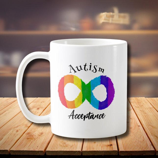 Caneca De Café Neurodiversity Autismo Aceitação do Arco-Íris (Criador carregado)