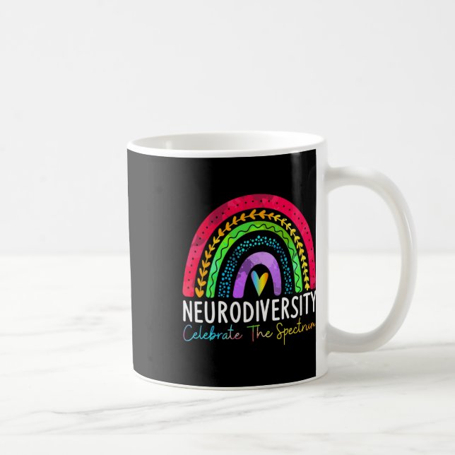 Caneca De Café Neurodiversity Autismo Espectro Asd Adhd Arco-Íris (Direita)
