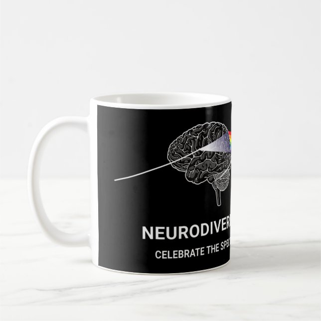 Caneca De Café Neurodiversity Autismo Spectrum ASD ADHD Rainbow B (Esquerda)