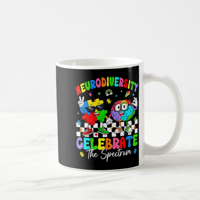 Caneca De Café Neurodiversity brain autism awareness asd adhd men (Direita)