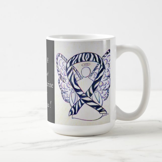 Caneca De Café Neuroendócrino Cancer Sensibilização Ribbon Angel  (Direita)