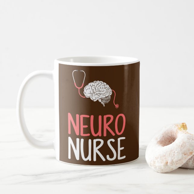 Caneca De Café Neurologia Enfermeira Neurociência cerebral  (Com Donut)