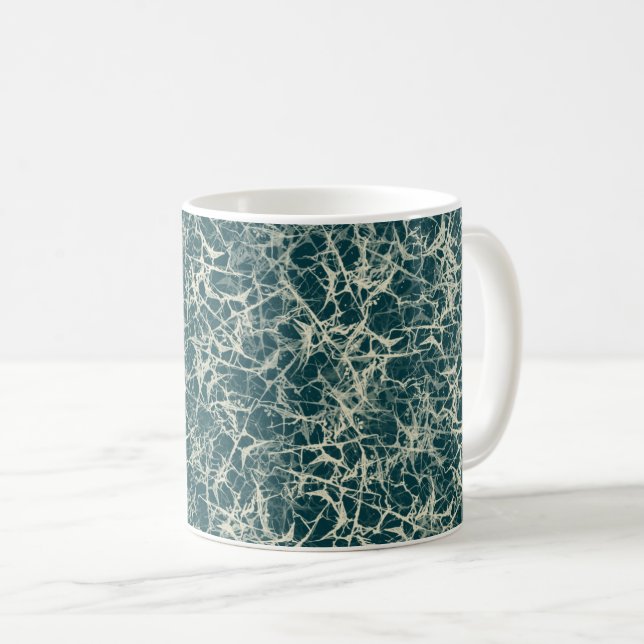 Caneca De Café Neurônios de rede em Teal - padrão perfeito. (Frente Esquerda)