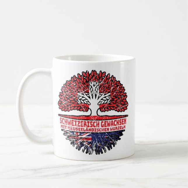 Caneca De Café Neuseeland Neuseeländisch Schweizer Schweiz Baum (Esquerda)