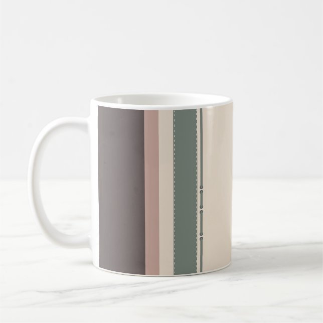Caneca De Café Neutral Minimalist Striped Mug – Pastel Modern (Esquerda)