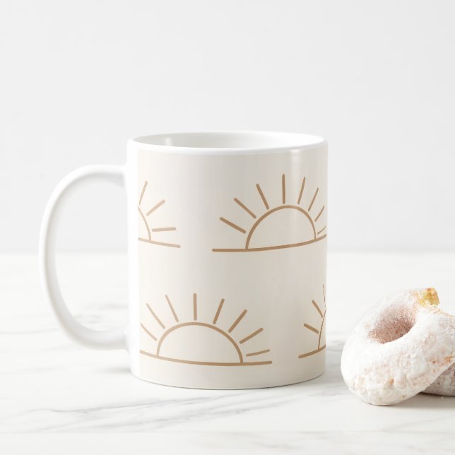 Caneca De Café Neutral Sun Mug | Beige Coffee Mug (Com Donut)