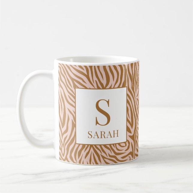 Caneca De Café Neutral Zebra Custom Initial Name Mug (Esquerda)