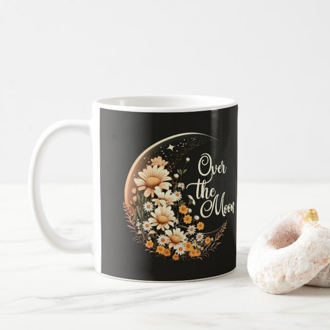 Caneca De Café Neutro moderno sobre a lua (Com Donut)
