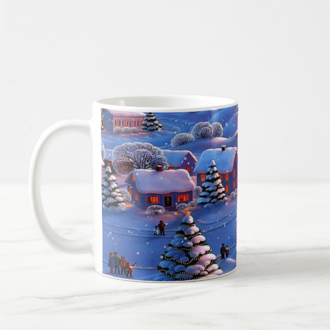 Caneca De Café Neve azul do país das maravilhas do inverno do (Esquerda)