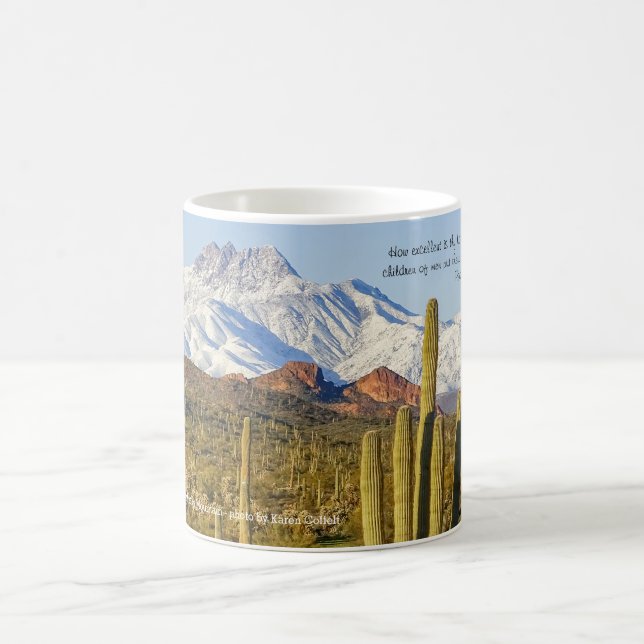 Caneca De Café Neve Captada em Quatro Picos Montanha Saguaro Cact (Centro)