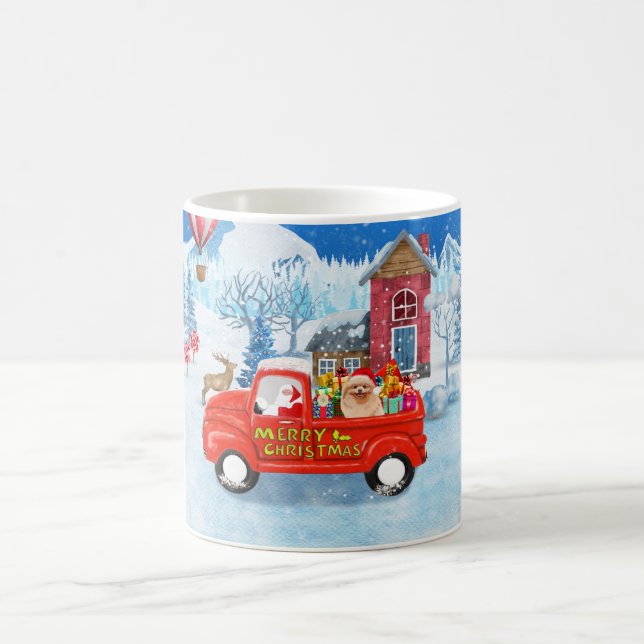 Caneca De Café Neve de Caminhão de Entrega de Cão Pomerano (Centro)