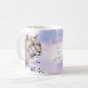 Caneca De Café Neve Leopardo Selvagem Gato Floral