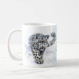 Caneca De Café Neve Leopardo Watercolor