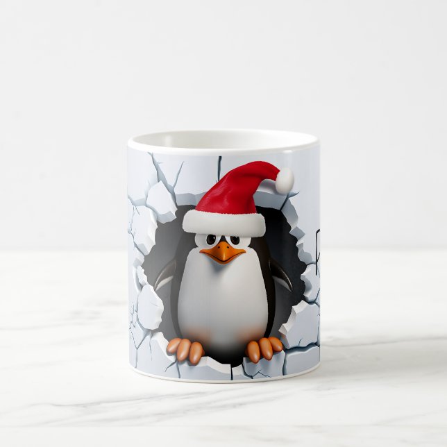 Caneca De Café Neve muito divertida com papais noeis de pinguins, (Centro)