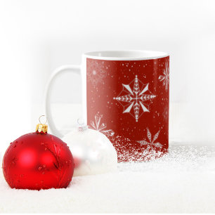 Caneca De Café Neve na Canvas Vermelha