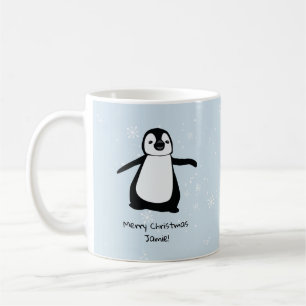 Caneca De Café Neve personalizada do Natal do pinguim