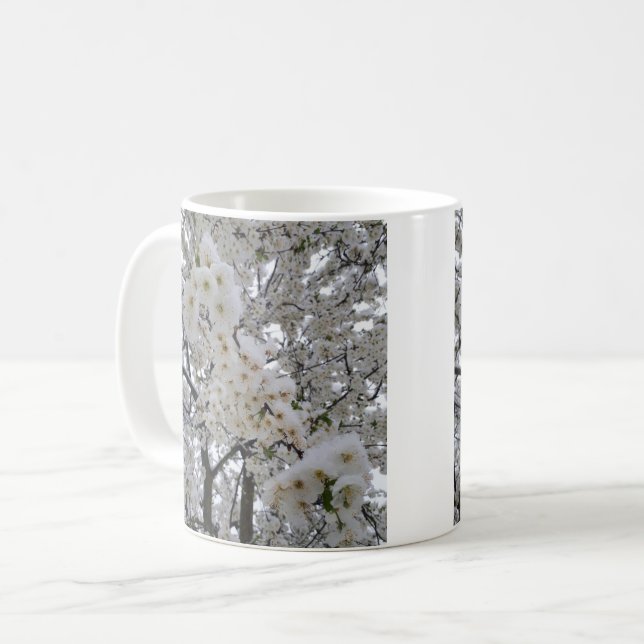 Caneca De Café Neve sobre Flores (Frente Esquerda)