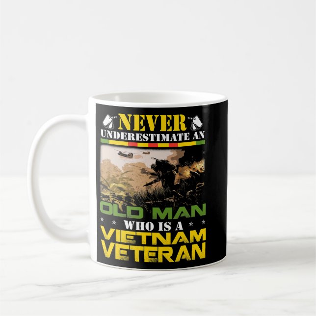 Caneca De Café Never Underestimate an OLD MAN Vietnam Veteran Fat (Esquerda)