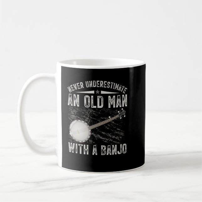 Caneca De Café Never Underestimate an Old Man With a Banjo (Esquerda)