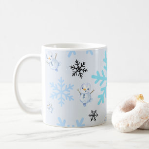 Caneca De Café Neves e flocos de neve em azul claro