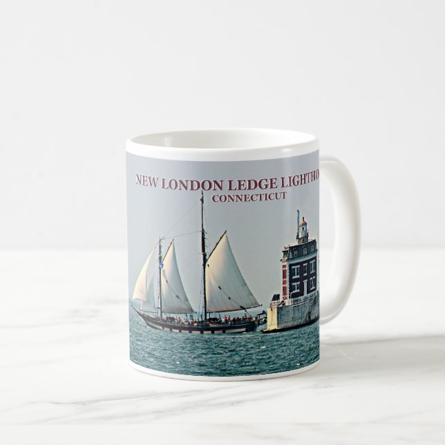 Caneca De Café New London Ledge Lighthouse, Connecticut Mug (Frente Esquerda)