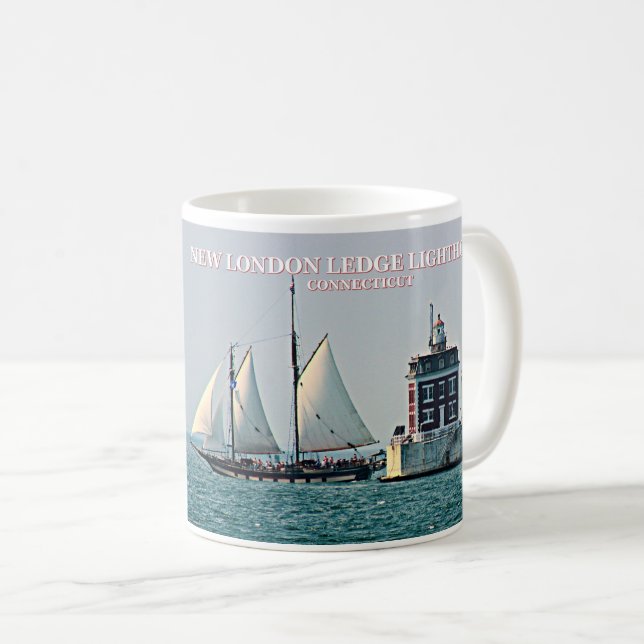Caneca De Café New London Ledge Lighthouse, Connecticut Mug (Frente Esquerda)
