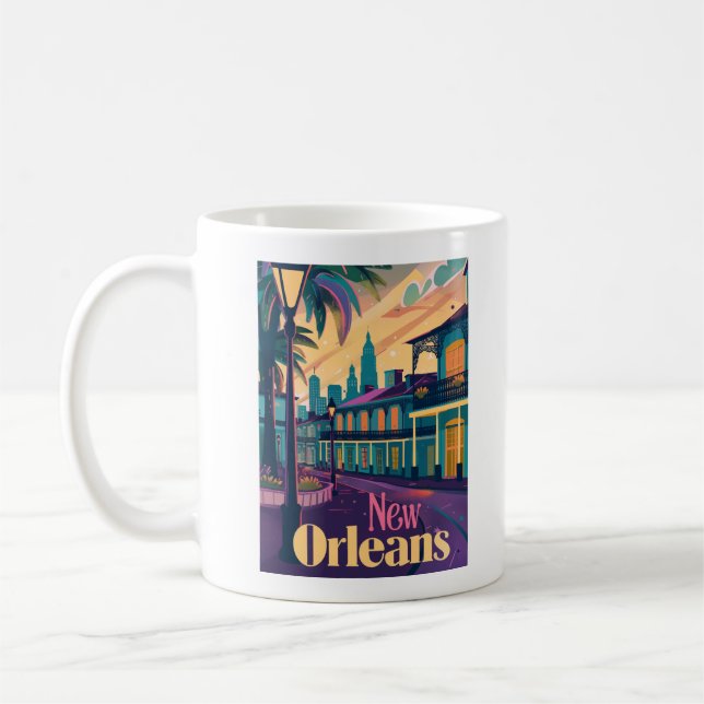 Caneca De Café New Orleans Louisiana French Quarter no Sunset (Esquerda)