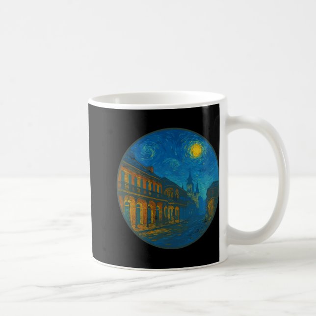 Caneca De Café New Orleans Louisiana - Van Gogh Starry Night Styl (Direita)