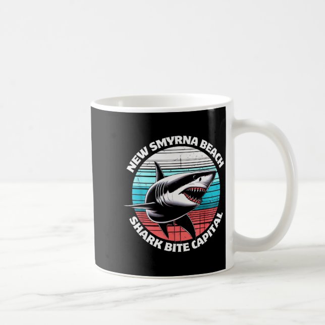 Caneca De Café New Smyrna Beach_ Shark Bite Catal Graphic  (Direita)