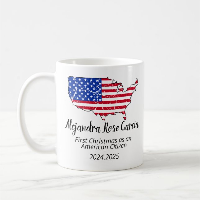Caneca De Café New U.S. Citizen – American Map Citizenship Day (Esquerda)