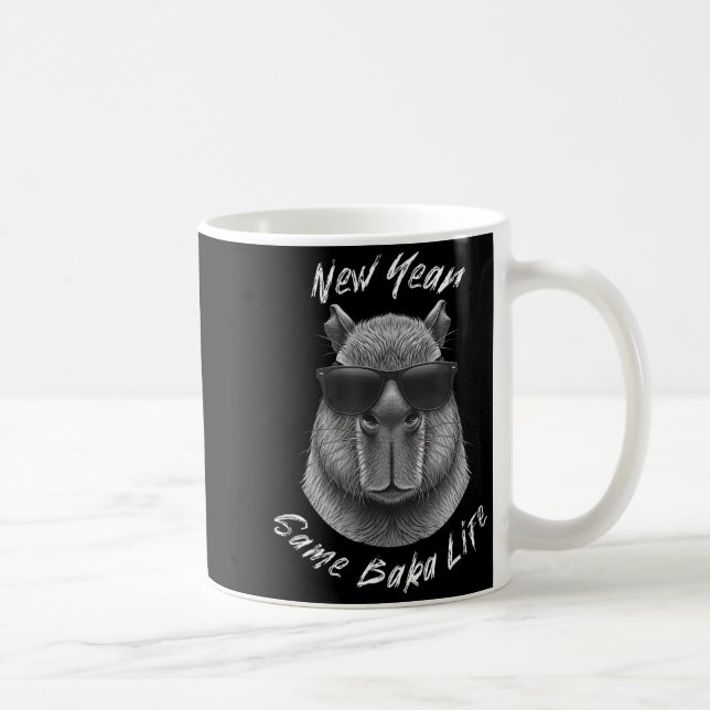 Caneca De Café New Year Same Baka Life Capybara Joke  (Direita)