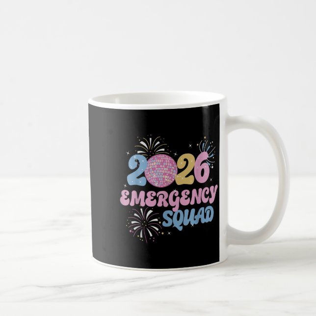 Caneca De Café New Years 2026 Eve Emergency Squad Disco Ball Fire (Direita)