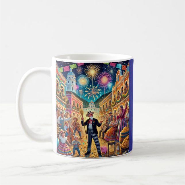Caneca De Café New Year's Eve Celebration El Año Viejo (Esquerda)