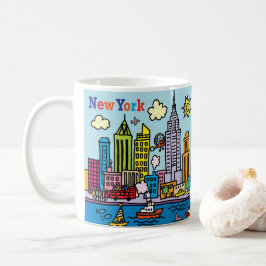 Caneca De Café New York Cartoon Sighsee Building
