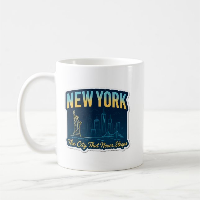 Caneca De Café New York City Skyline Art (Esquerda)