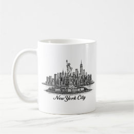 Caneca De Café New York City Skyline Line Art Illustration