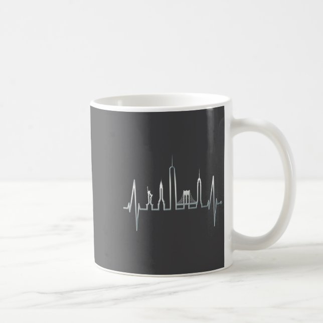 Caneca De Café New York Skyline Heartbeat Love Statue Of Liberty  (Direita)