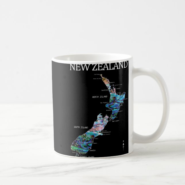 Caneca De Café New Zealand Kiwi Detailed Map  (Direita)
