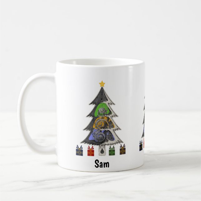 Caneca De Café Newest Elegant Christmas Stylish Personalized Name (Esquerda)