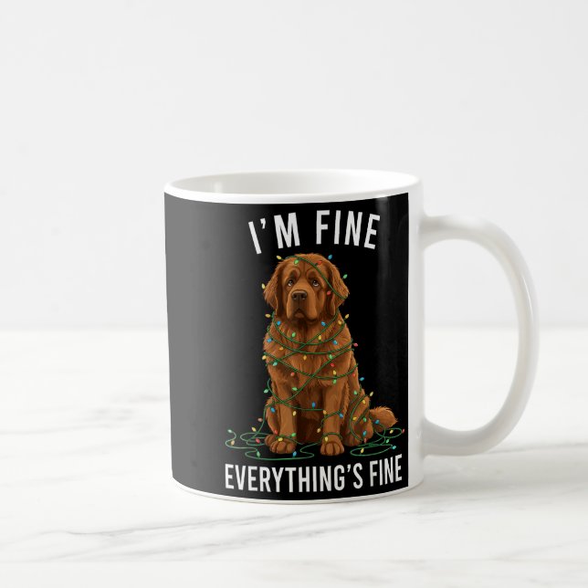 Caneca De Café Newfoundland Dog Christmas I'm Fine Everything Is  (Direita)