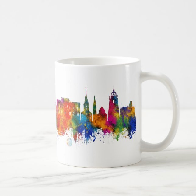 Caneca De Café Newport Rhode Island USA Skyline (Direita)